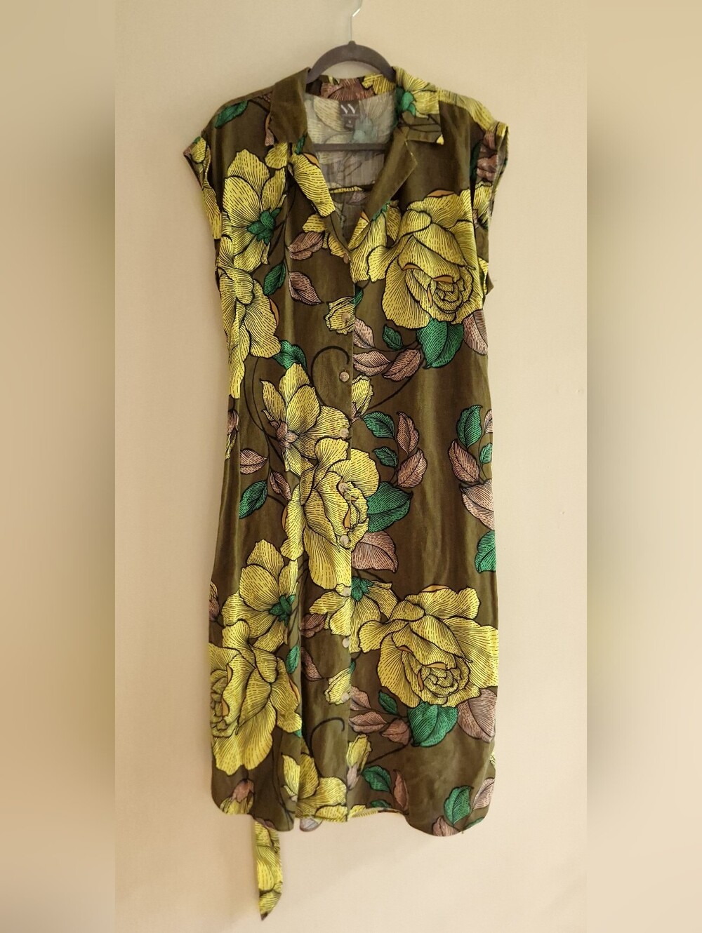 Green Floral Button-front Dress